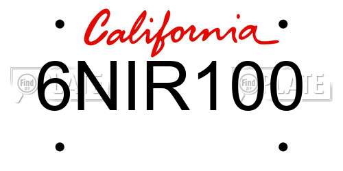 6NIR100 California License Plate