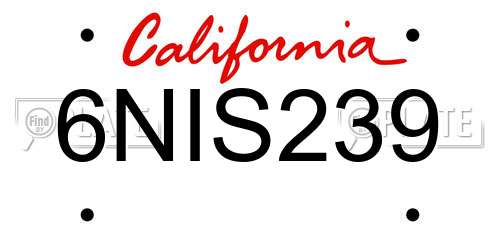 6NIS239 California License Plate