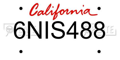 6NIS488 California License Plate