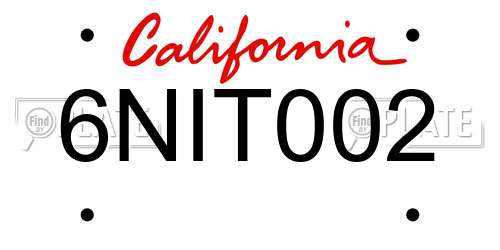 6NIT002 California License Plate