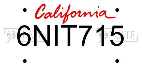 6NIT715 California License Plate