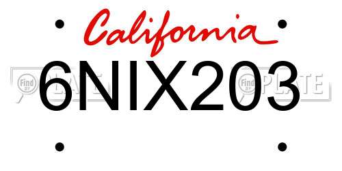 6NIX203 California License Plate