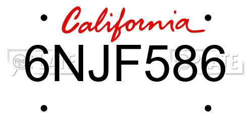 6NJF586 California License Plate