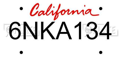 6NKA134 California License Plate