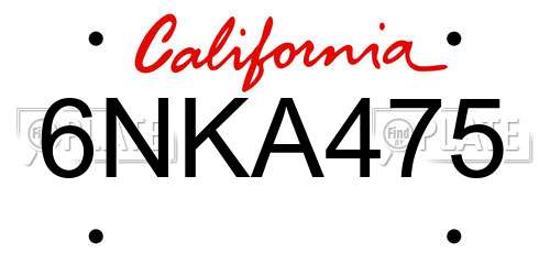 6NKA475 California License Plate