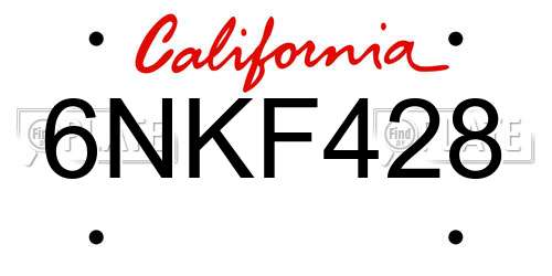 6NKF428 California License Plate