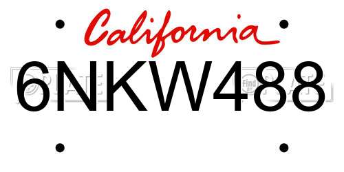 6NKW488 California License Plate