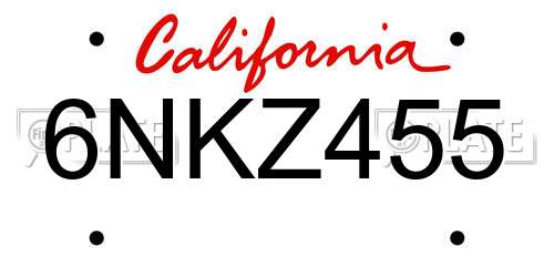 6NKZ455 California License Plate