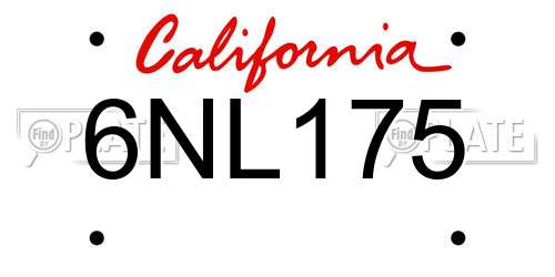 6NL175 California License Plate