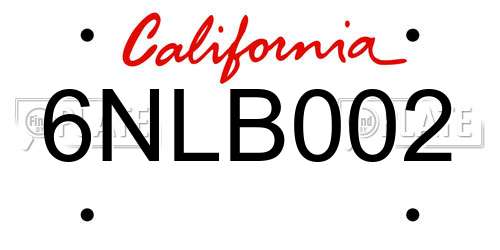 6NLB002 California License Plate