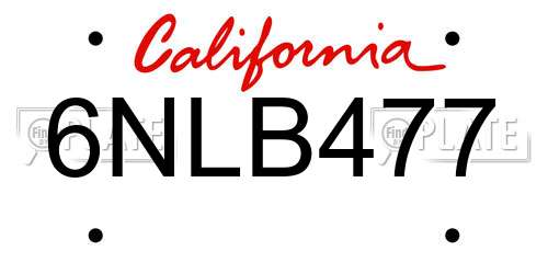 6NLB477 California License Plate