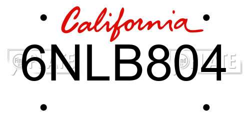 6NLB804 California License Plate