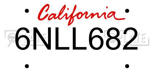 6NLL682 California License Plate