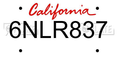 6NLR837 California License Plate