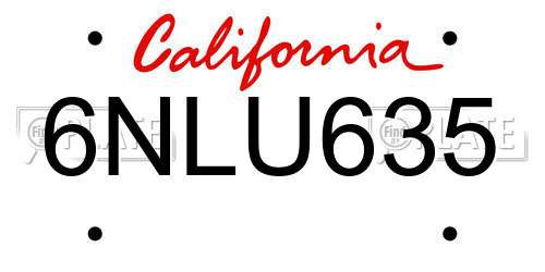 6NLU635 California License Plate