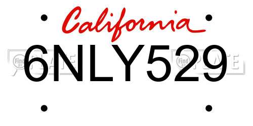 6NLY529 California License Plate
