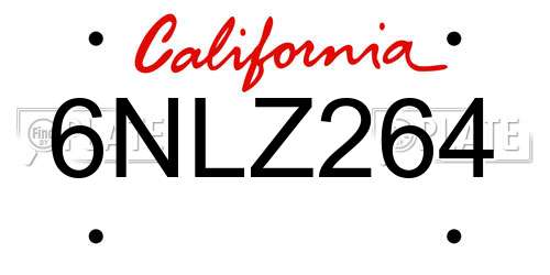 6NLZ264 California License Plate