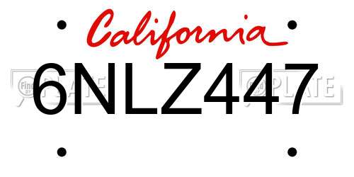 6NLZ447 California License Plate