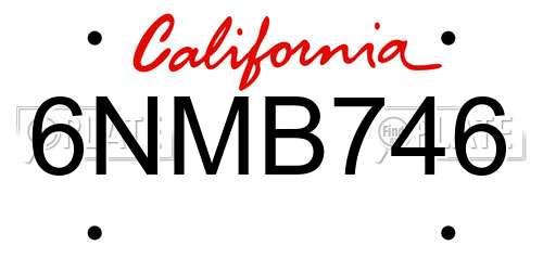 6NMB746 California License Plate