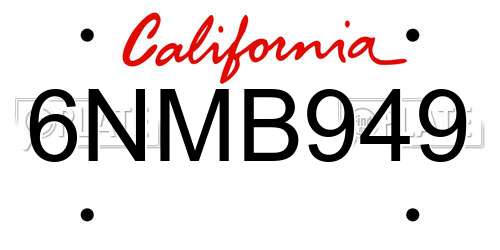 6NMB949 California License Plate