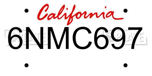 6NMC697 California License Plate