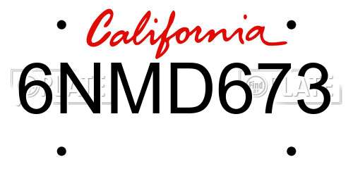 6NMD673 California License Plate