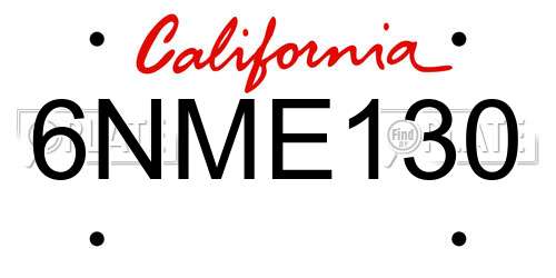 6NME130 California License Plate