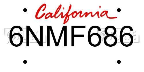 6NMF686 California License Plate