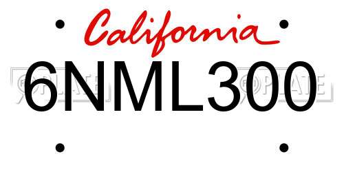 6NML300 California License Plate