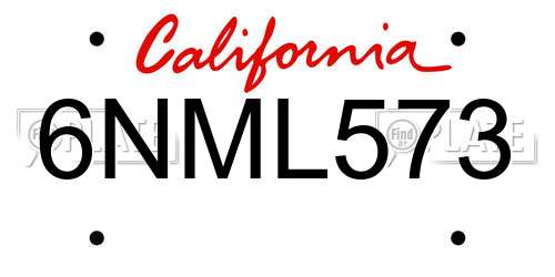 6NML573 California License Plate