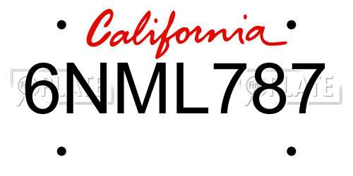 6NML787 California License Plate