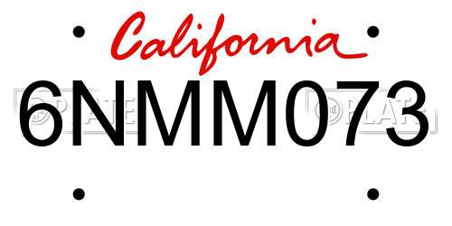 6NMM073 California License Plate