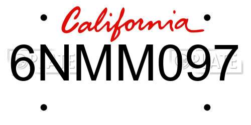 6NMM097 California License Plate