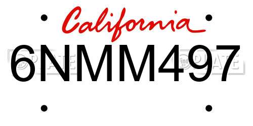 6NMM497 California License Plate