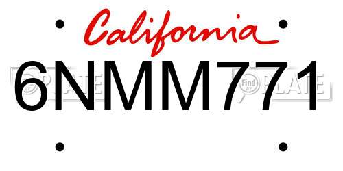 6NMM771 California License Plate