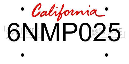 6NMP025 California License Plate