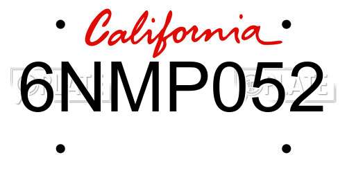 6NMP052 California License Plate