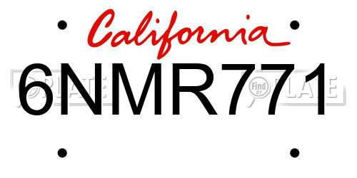 6NMR771 California License Plate