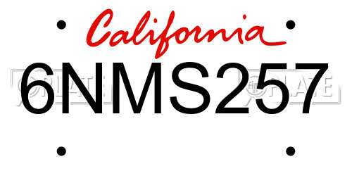 6NMS257 California License Plate