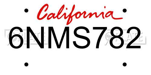 6NMS782 California License Plate
