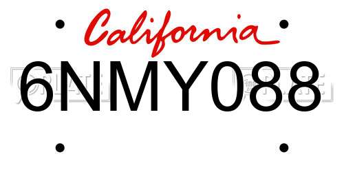6NMY088 California License Plate