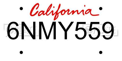 6NMY559 California License Plate