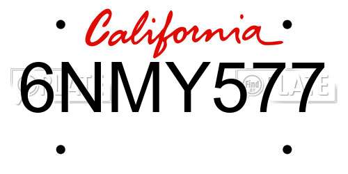 6NMY577 California License Plate