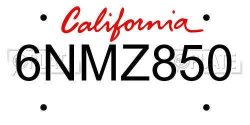 6NMZ850 California License Plate