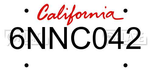 6NNC042 California License Plate