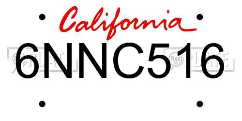 6NNC516 California License Plate