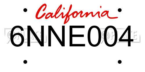 6NNE004 California License Plate