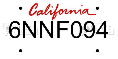 6NNF094 California License Plate