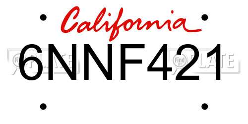 6NNF421 California License Plate