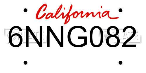 6NNG082 California License Plate